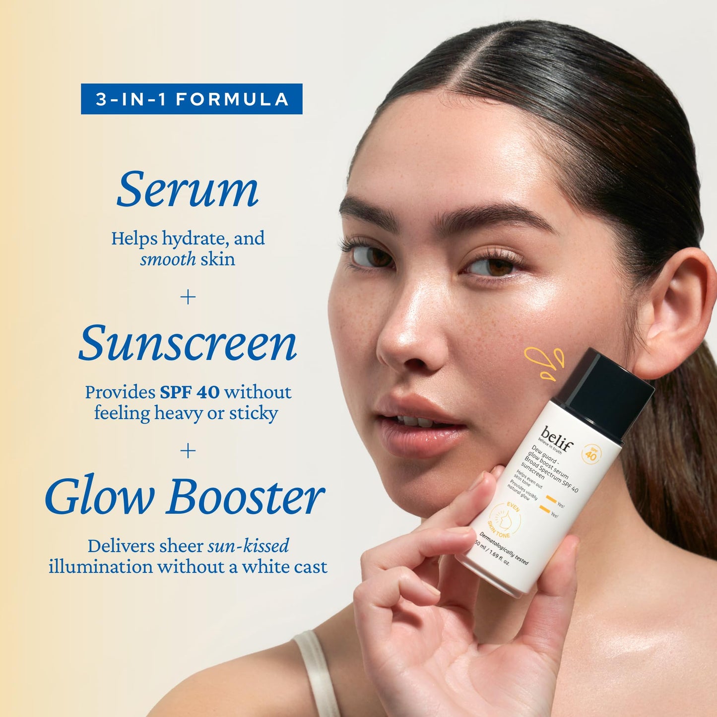 Hydrating SPF 40 sun serum with Niacinamide for sun-kissed illumination