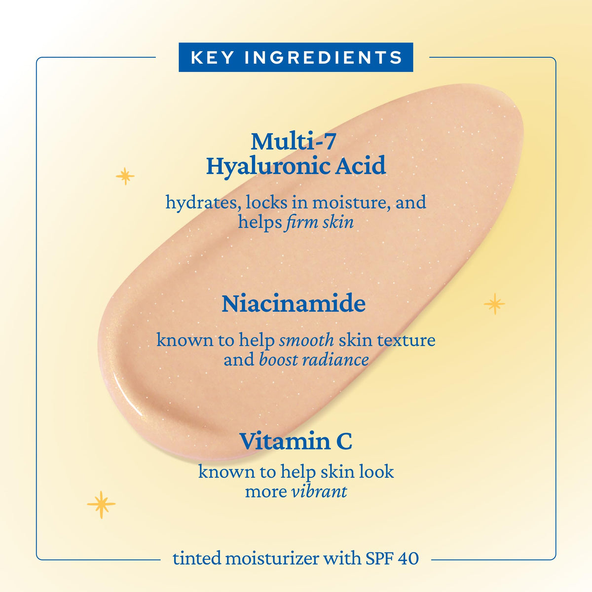Belif Dew Guard Vitamin C Glow Tint SPF 40 ingredient highlights graphic