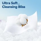 Makeup remover dry wipes in use with water