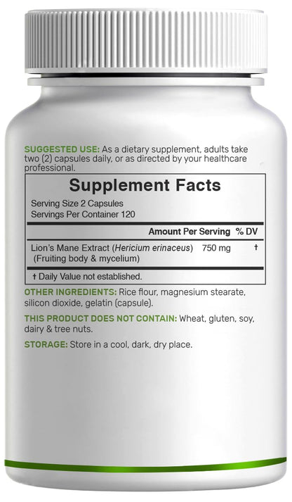 High strength non GMO dietary supplement bottle for premium cognitive health and focus support