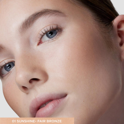 Hydrating sheer cream bronzer texture swatch on neutral background