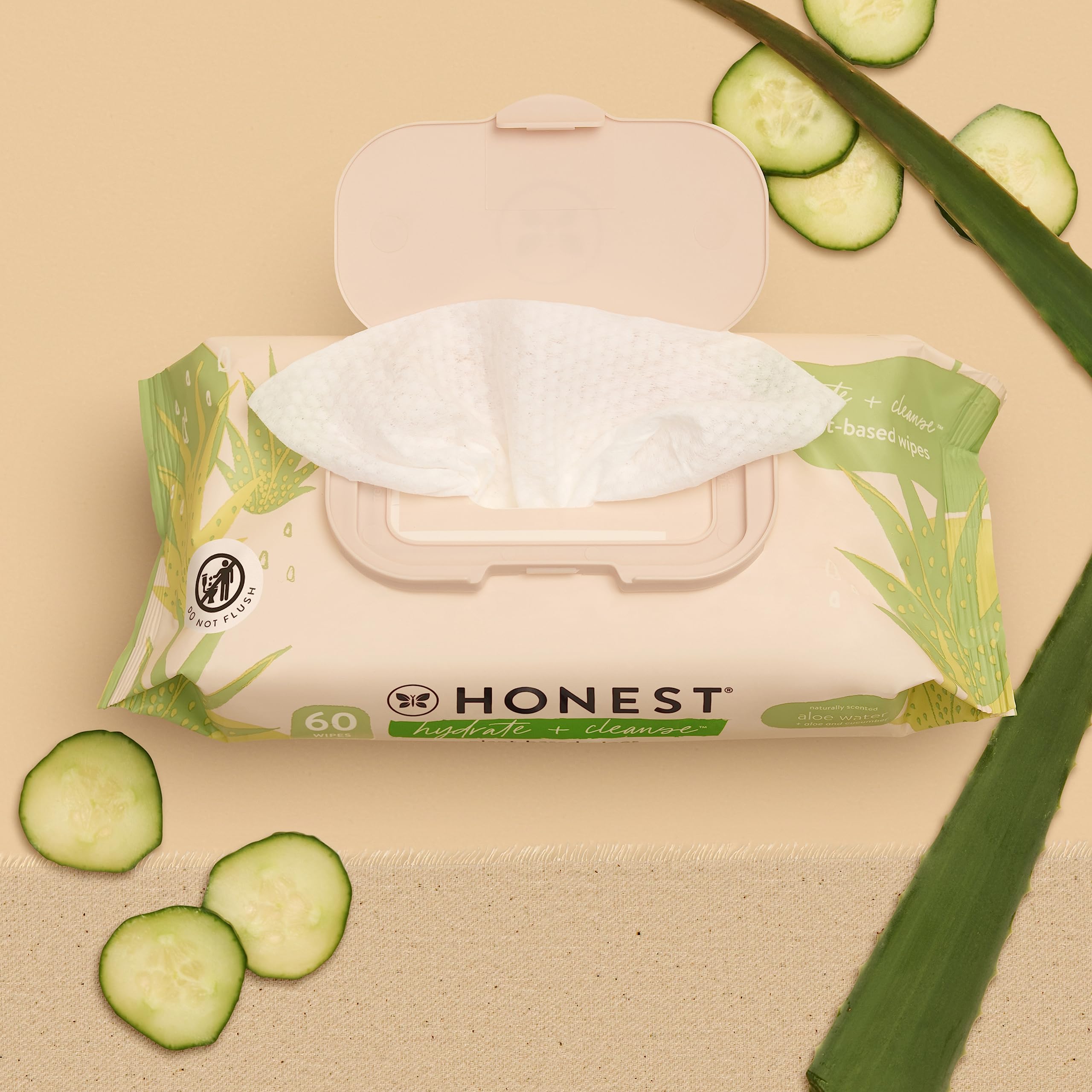 The Honest Company plant-based cleansing wipes packaging detail