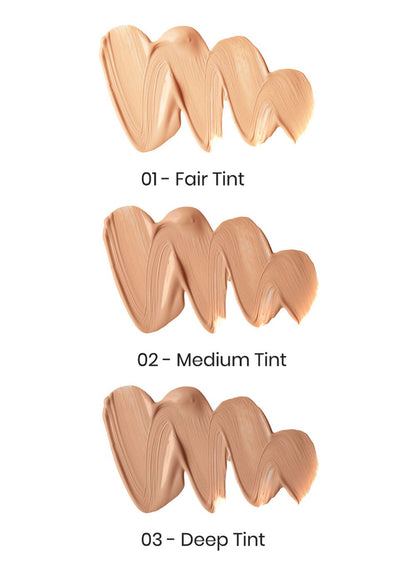 Oil-free skin tint foundation cream texture swatch in shade 02 medium