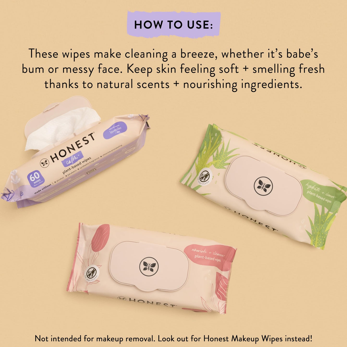 The Honest Company wipes 60 count pack side view