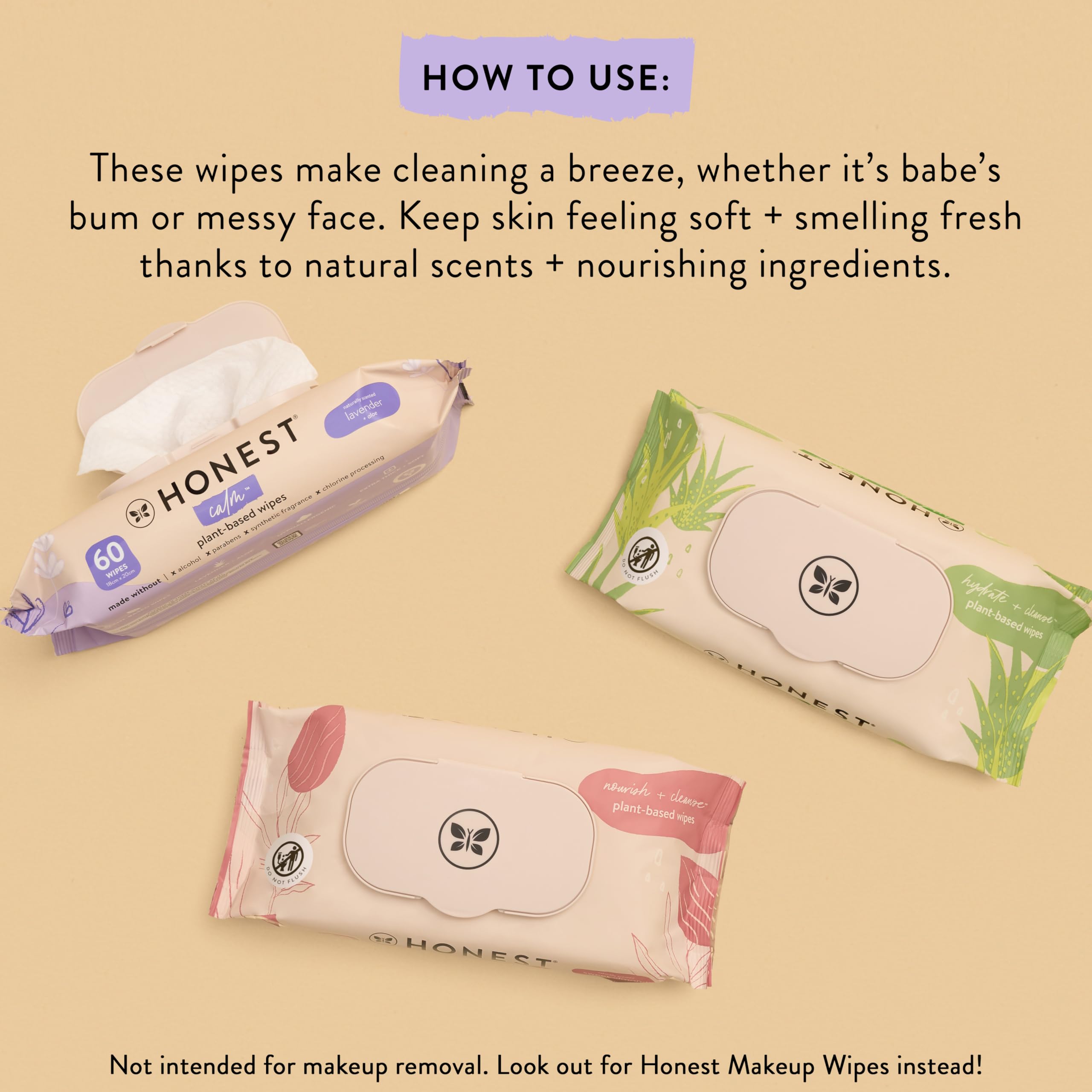 The Honest Company wipes 60 count pack side view