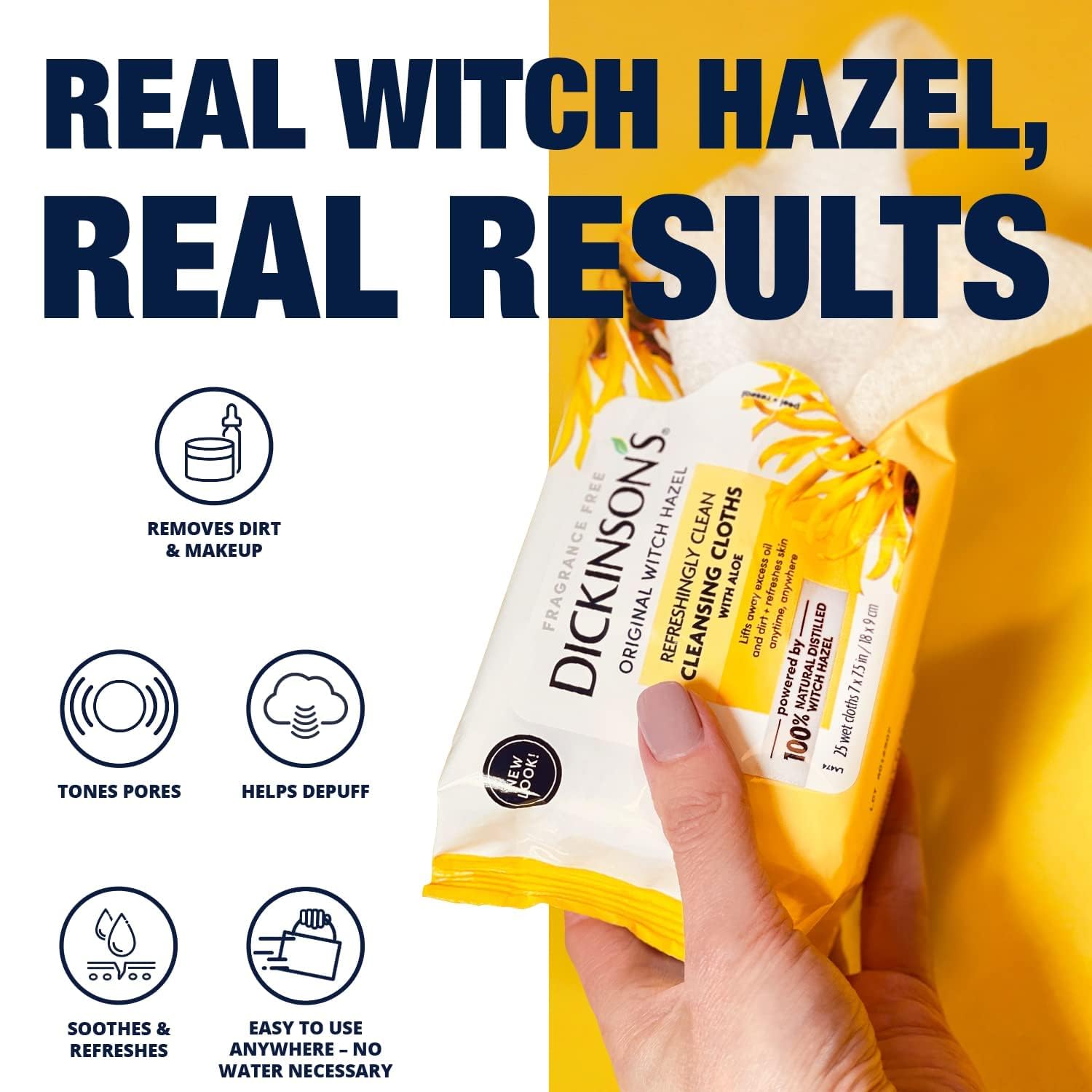 Close up of Dickinson's cleansing cloths texture and packaging