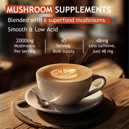 Premium imported adaptogenic coffee showing certified GMP manufacturing seal