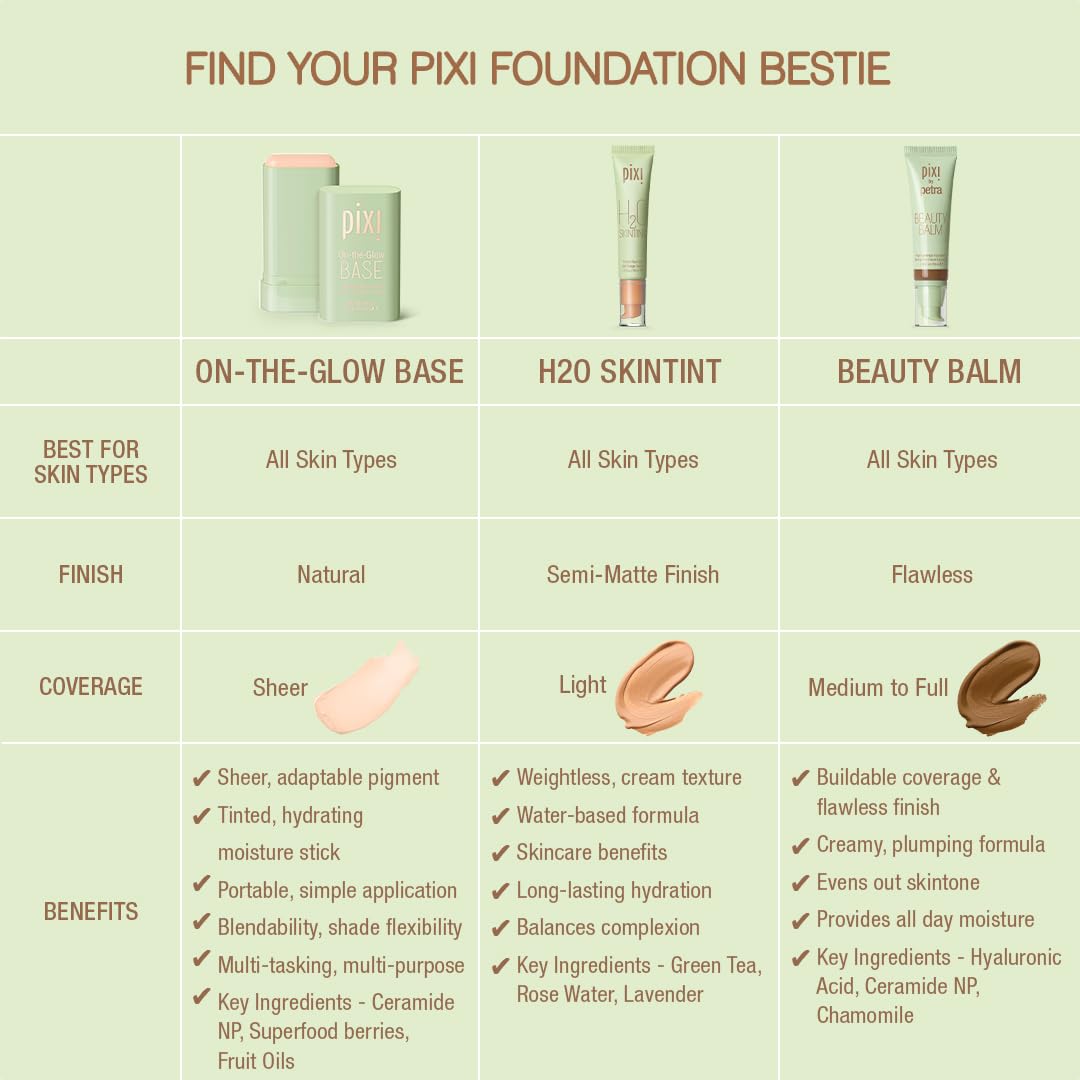 Portable Pixi skin tint foundation stick with cap off.