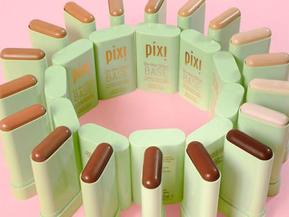 USA imported Pixi Beauty tinted foundation moisture stick packaging layout.