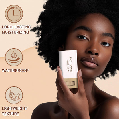 Packaging and dimensions of the TIRDET skincare serum boosted skin tint stick.