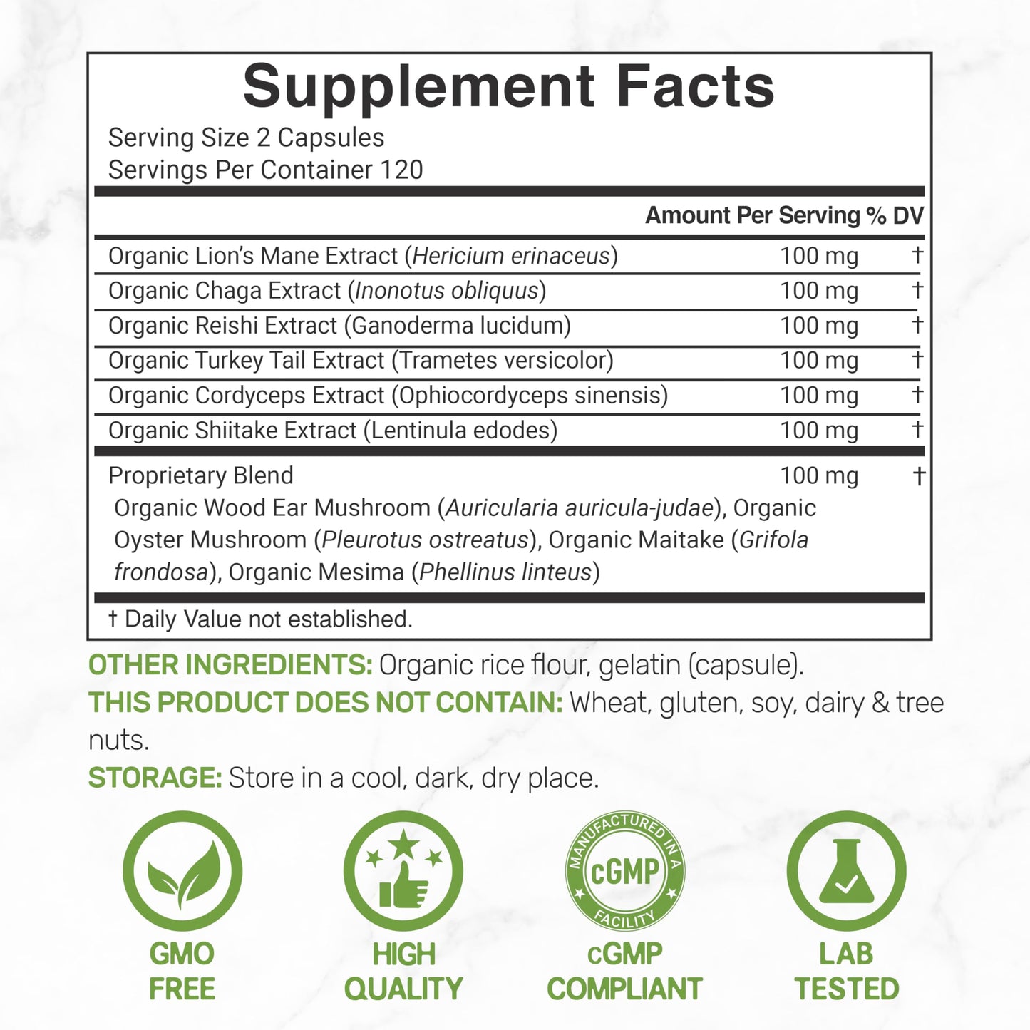 Deal Supplement 8000mg Mushroom Supplement showing nootropic and brain health benefits