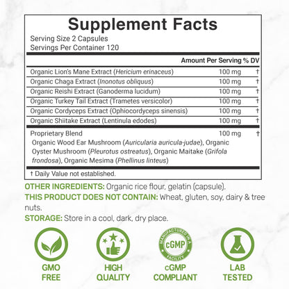 Deal Supplement 8000mg Mushroom Supplement showing nootropic and brain health benefits
