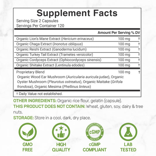 Deal Supplement 8000mg Mushroom Supplement showing nootropic and brain health benefits