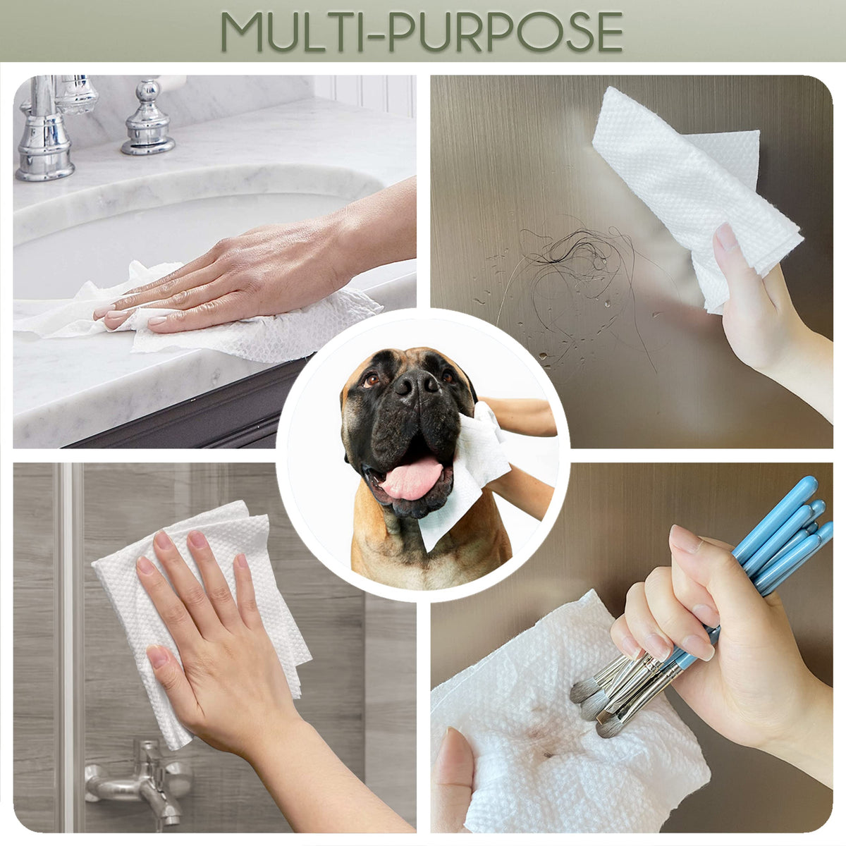 Multifunctional facial cleansing towels laid out flat
