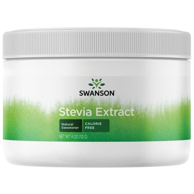 Swanson sugar free non GMO vegetarian sweetener container highlighting product benefits