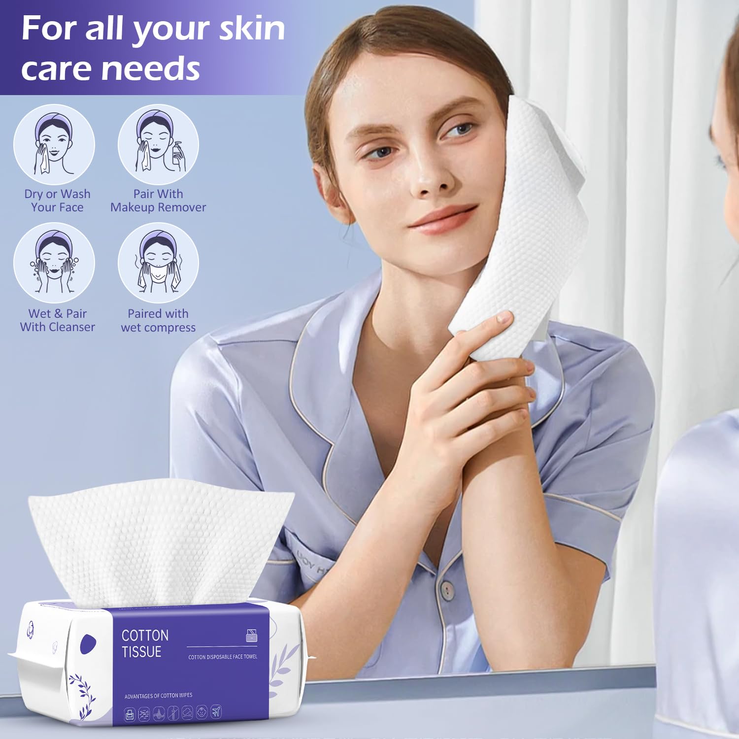 Dual sided design of Cokoness cotton face tissue