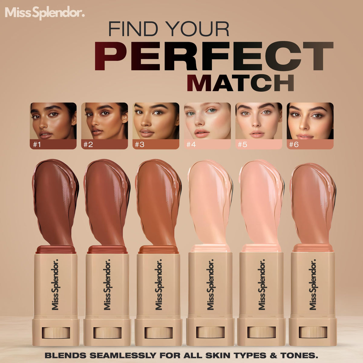 Miss Splendor hybrid foundation stick two pack display