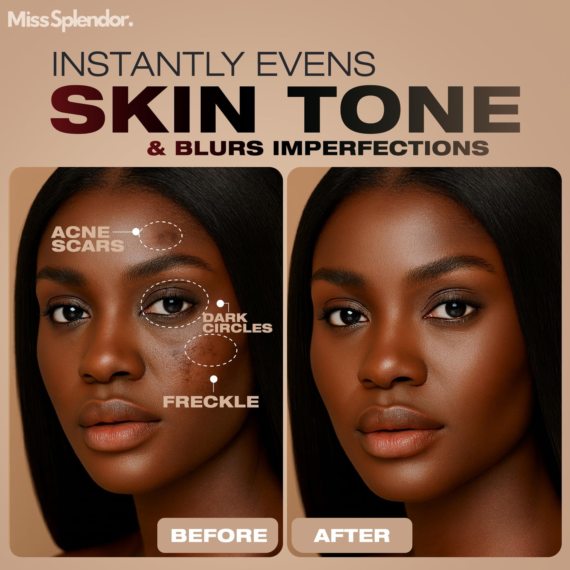 Miss Splendor sheer coverage skin tint stick being applied smoothly on a forearm for shade demonstration.