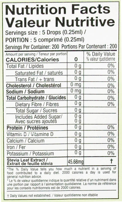 Back label view of the 50ml keto friendly sugar substitute highlighting ingredient information.
