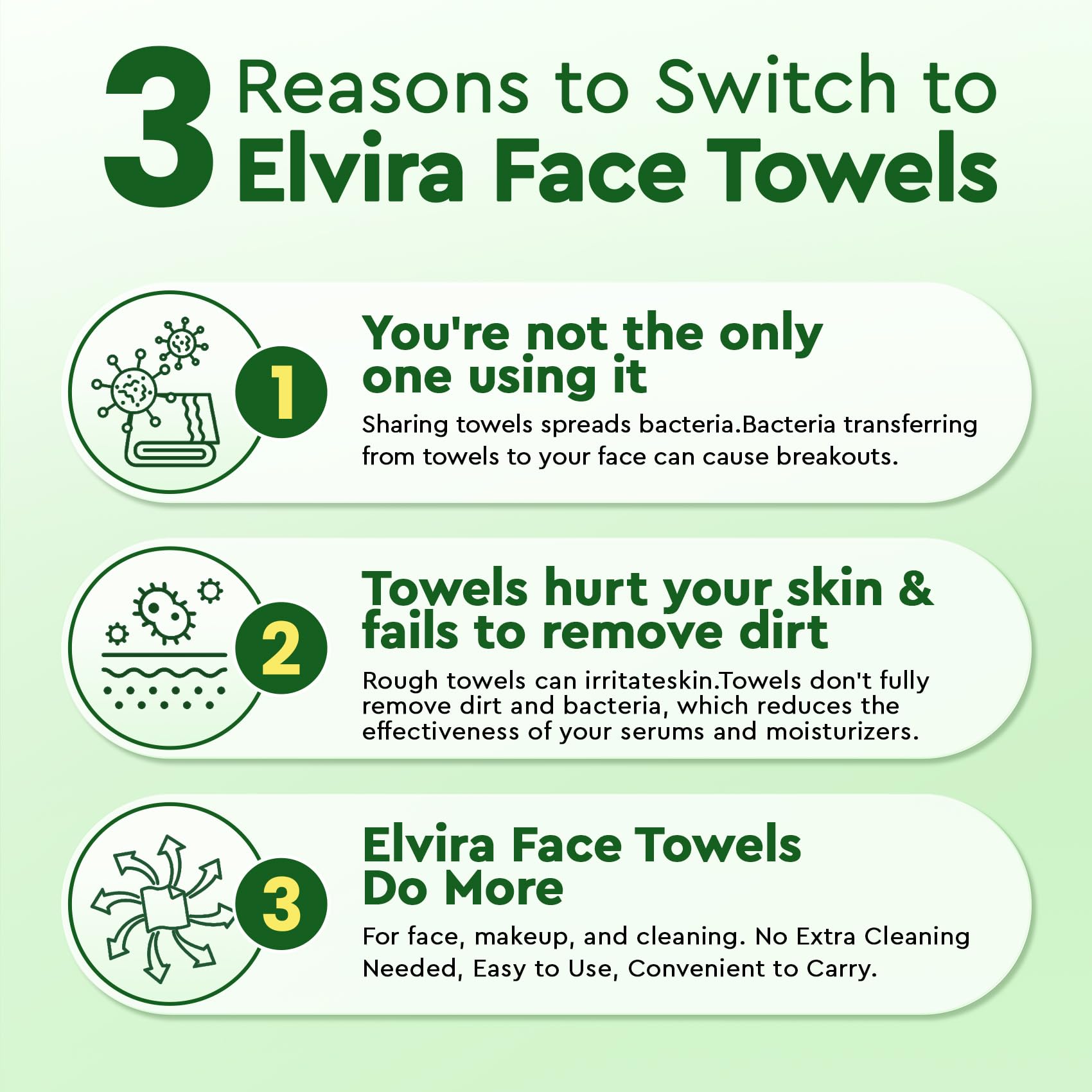 Elvira biodegradable facial wipes being used for makeup removal
