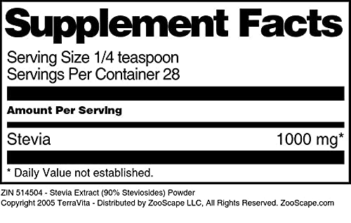 TerraVita 90 percent steviosides sugar substitute package display for diabetic friendly diets.