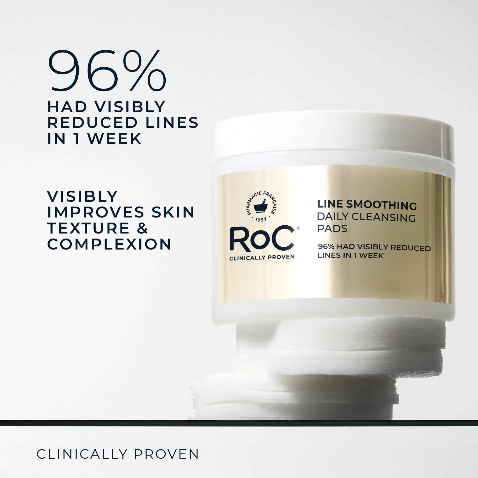 RoC Daily Resurfacing Disks packaging showing anti-aging benefits