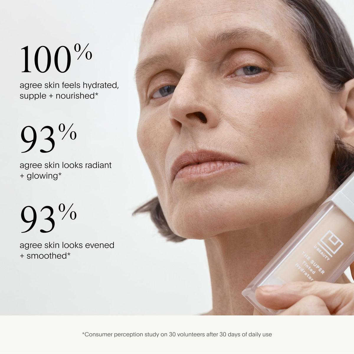U Beauty moisturizing cream texture swatch on skin.