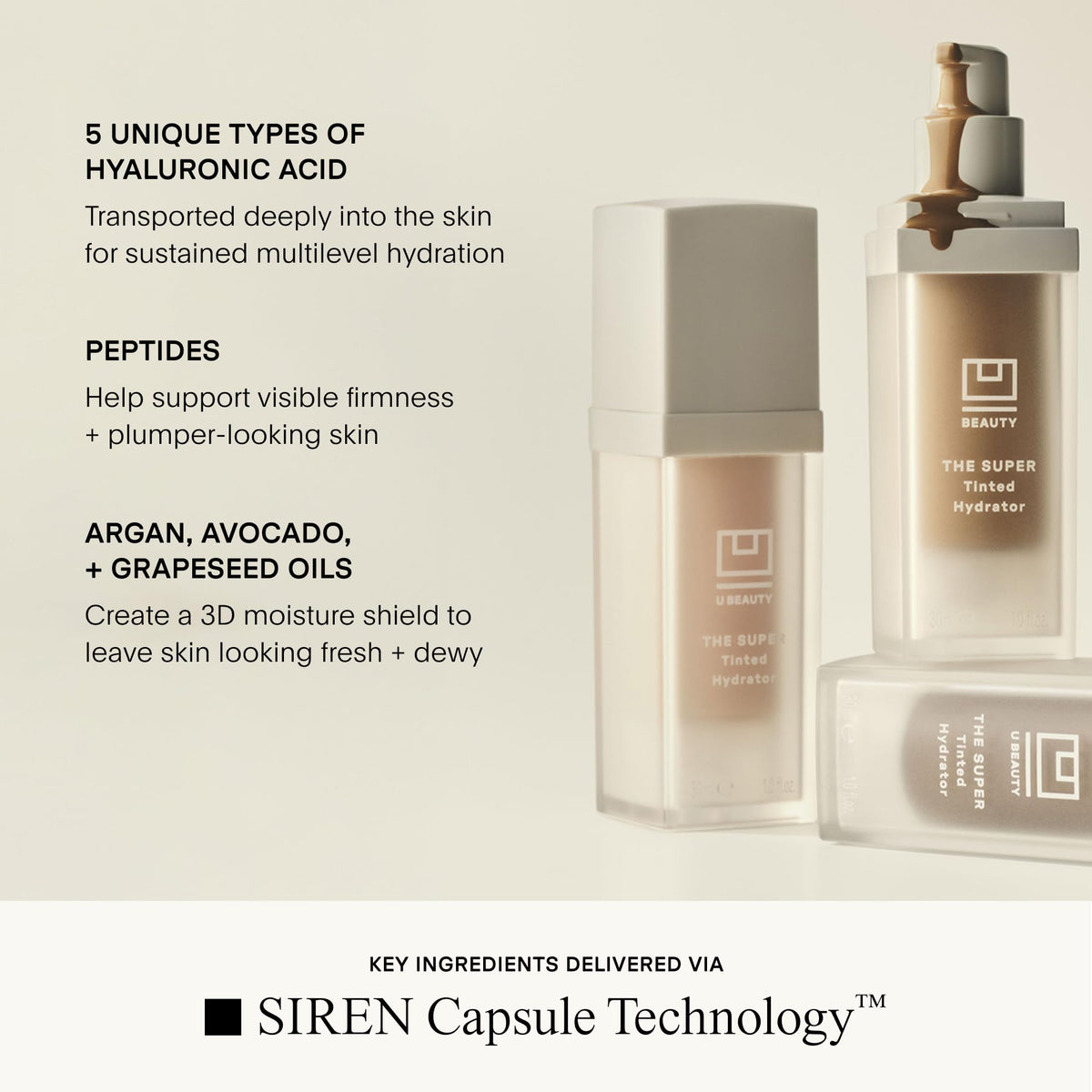 U Beauty hydrating formula bottle angle shot.