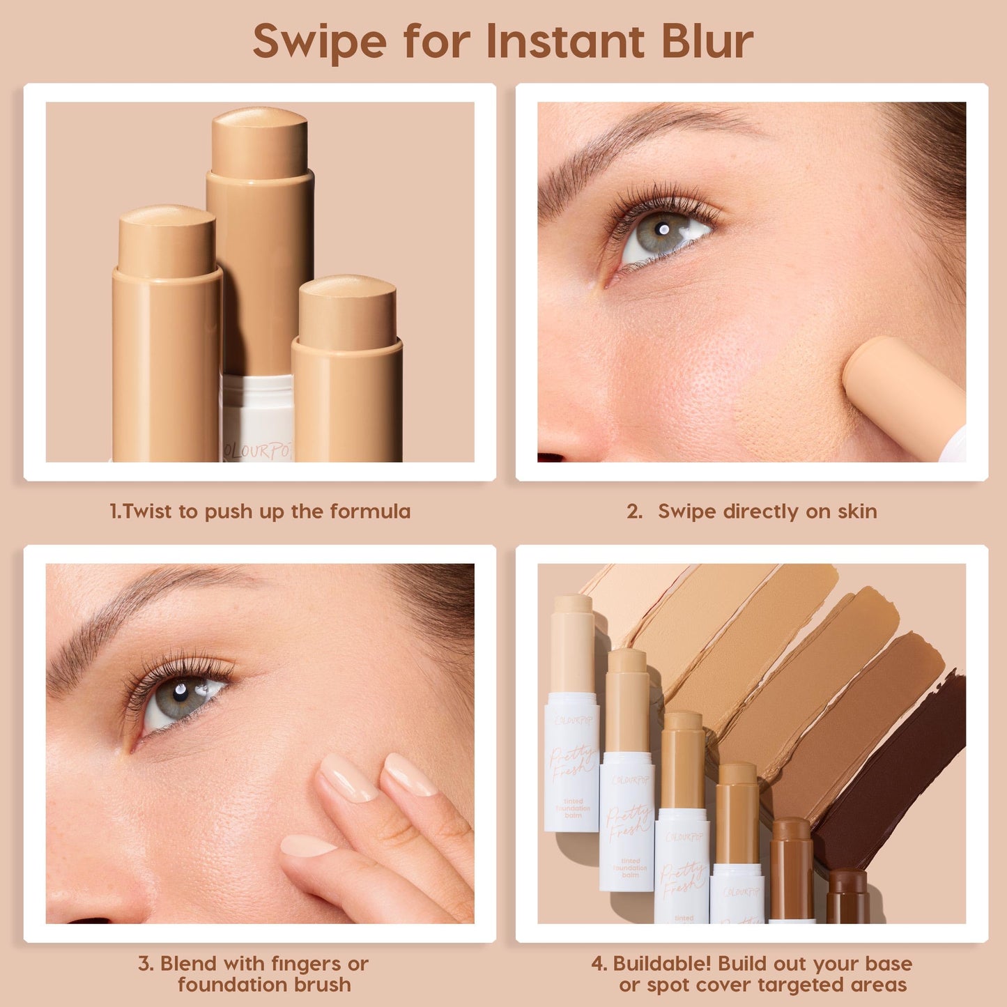 Imported USA makeup stick for light to medium buildable skin coverage