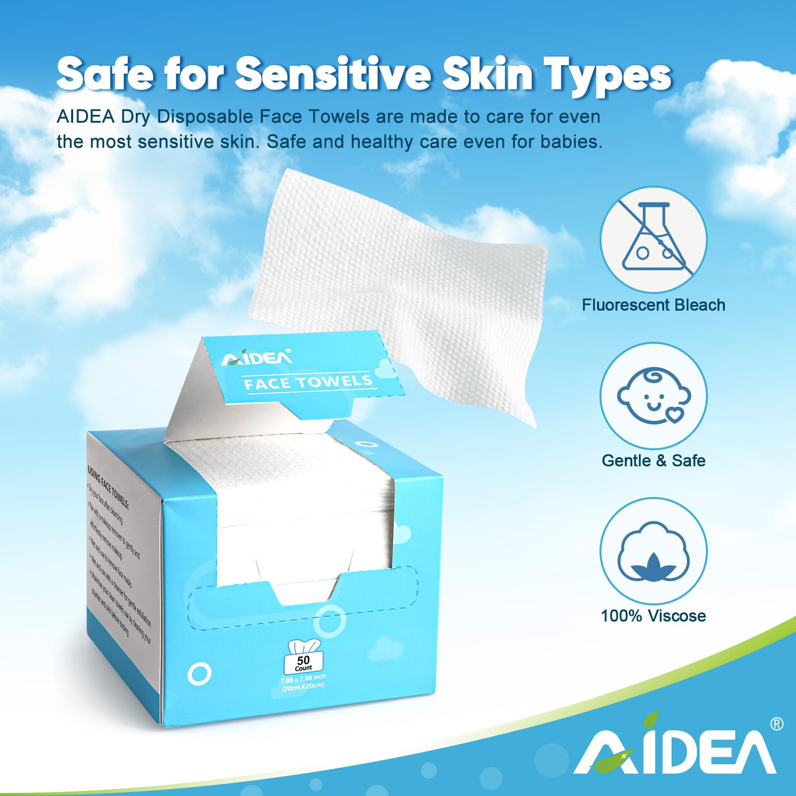 Aidea face towels 100 count packaging display