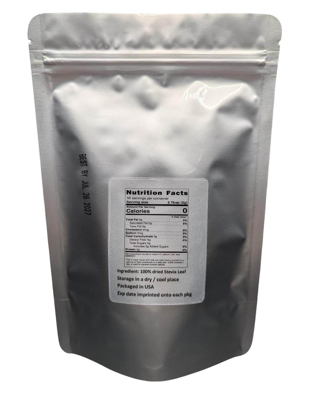 Nature Tea Stevia Leaf 4 Ounce bag showcasing organic loose cut leaves inside.