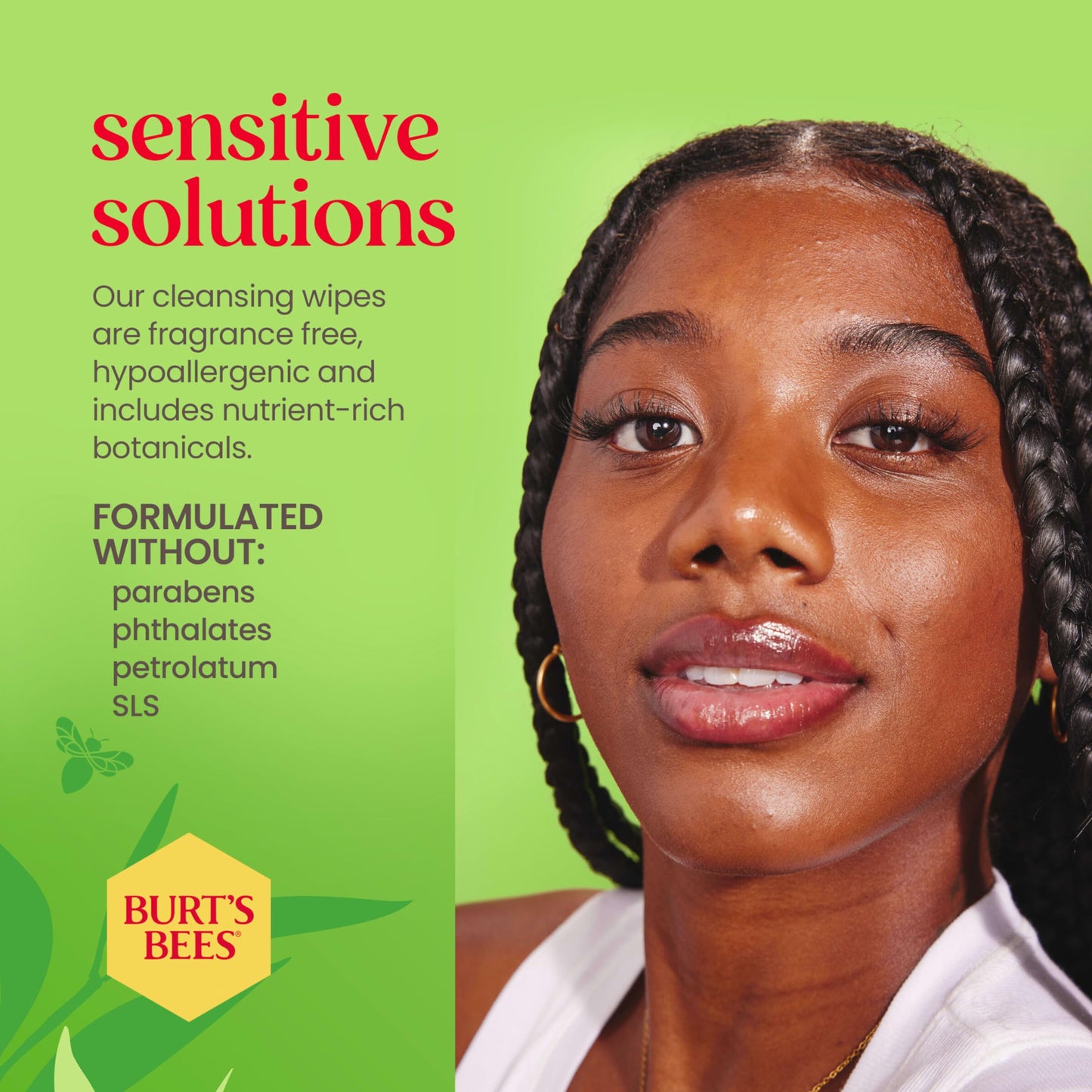 Burt's Bees aloe and cotton extract face wipes lying flat lifestyle setup
