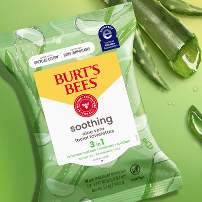 Burt's Bees hypoallergenic facial wipes showing the national eczema association seal