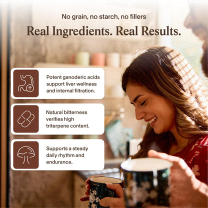 Real Mushrooms certified organic red reishi extract for stress management and sleep