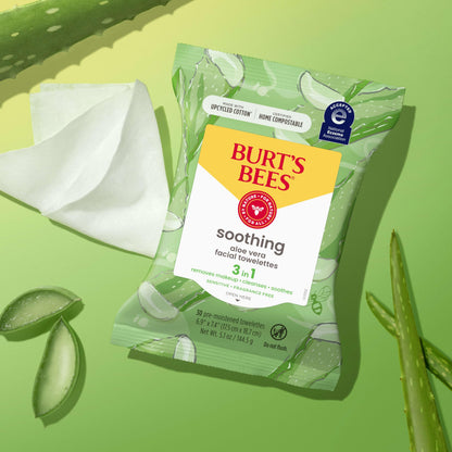 Burt's Bees natural origin plant based cleansing cloths stack demonstration