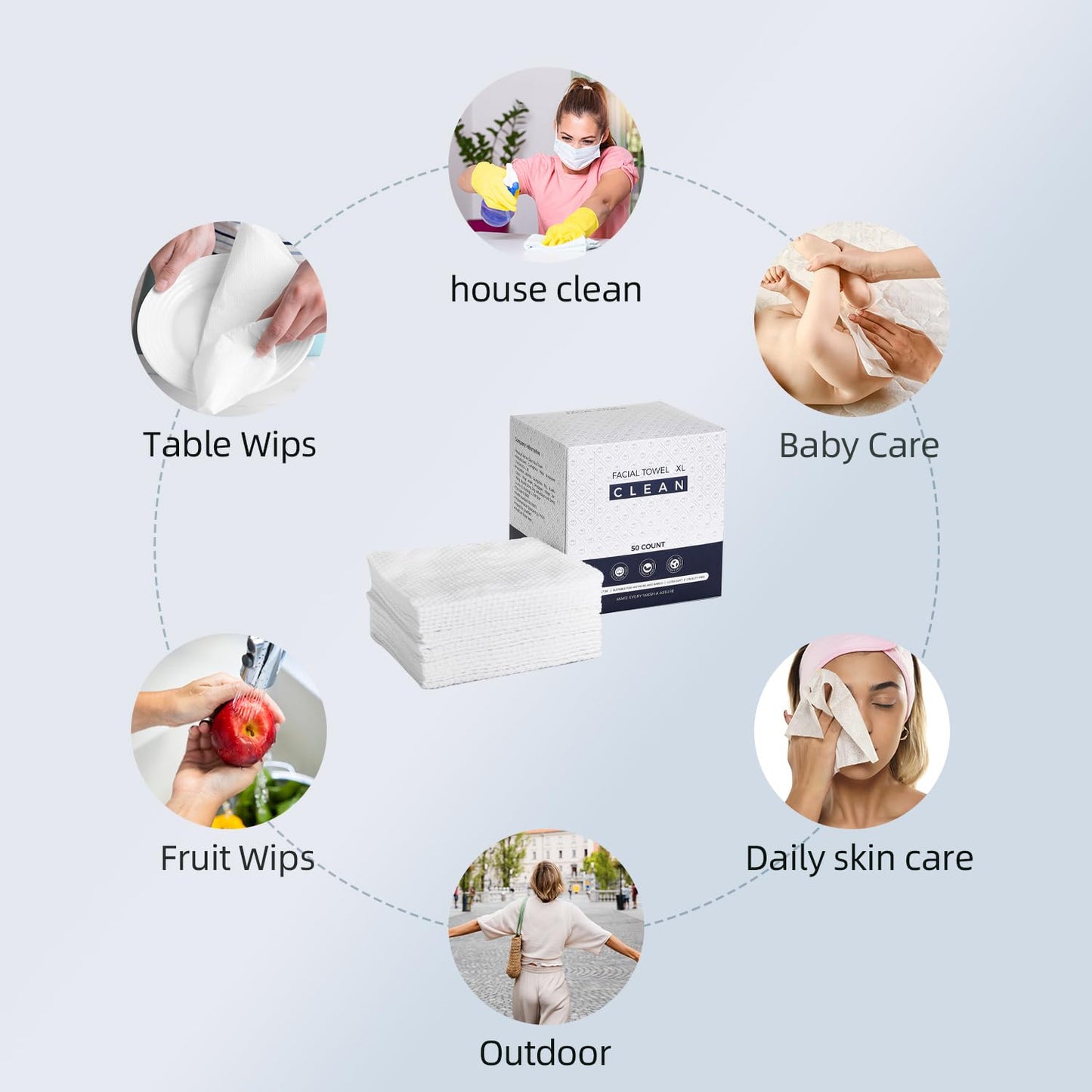 Pupupe disposable travel towels for facial hygiene