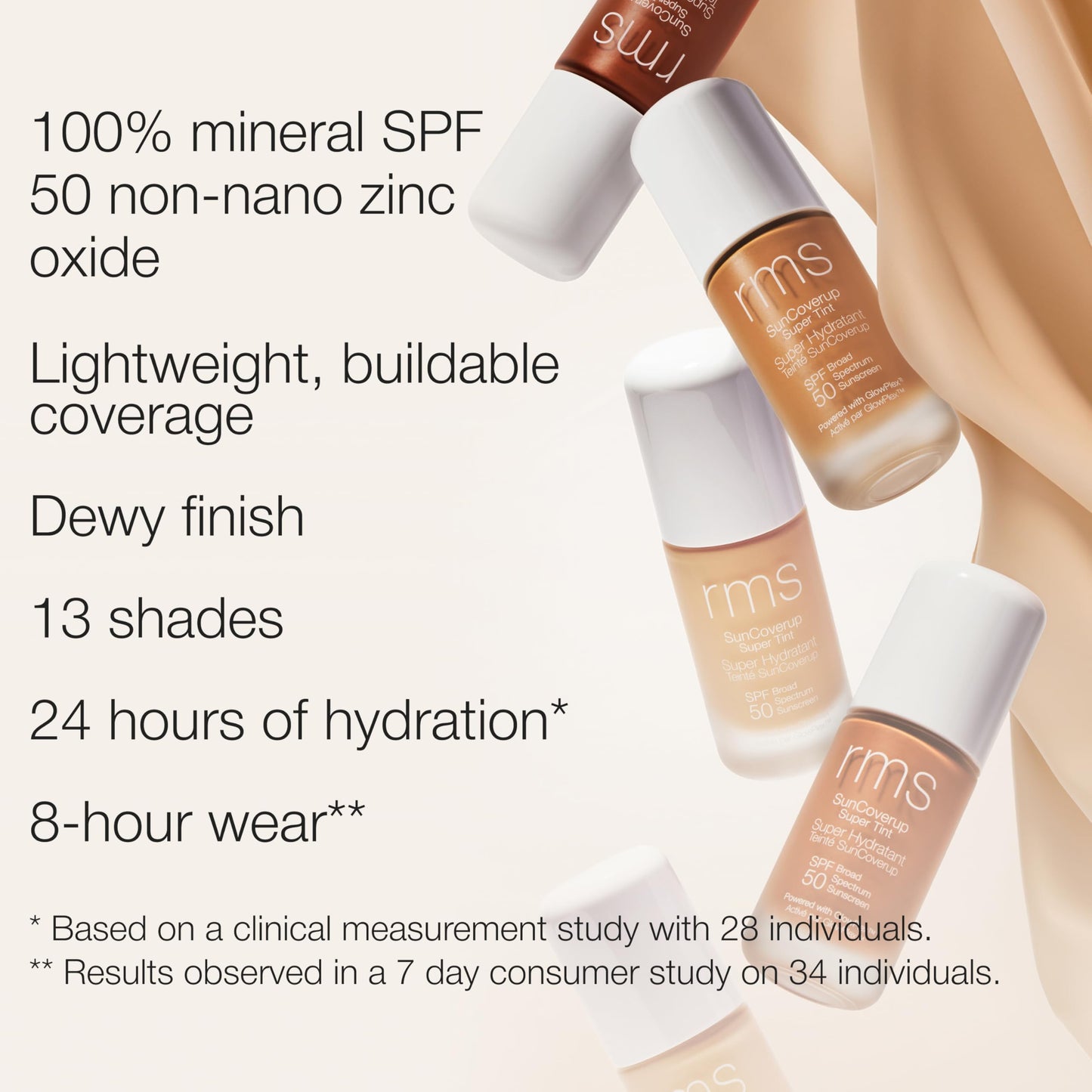 Reef safe non-nano zinc oxide physical sunscreen foundation by RMS Beauty applied on the back of a hand.