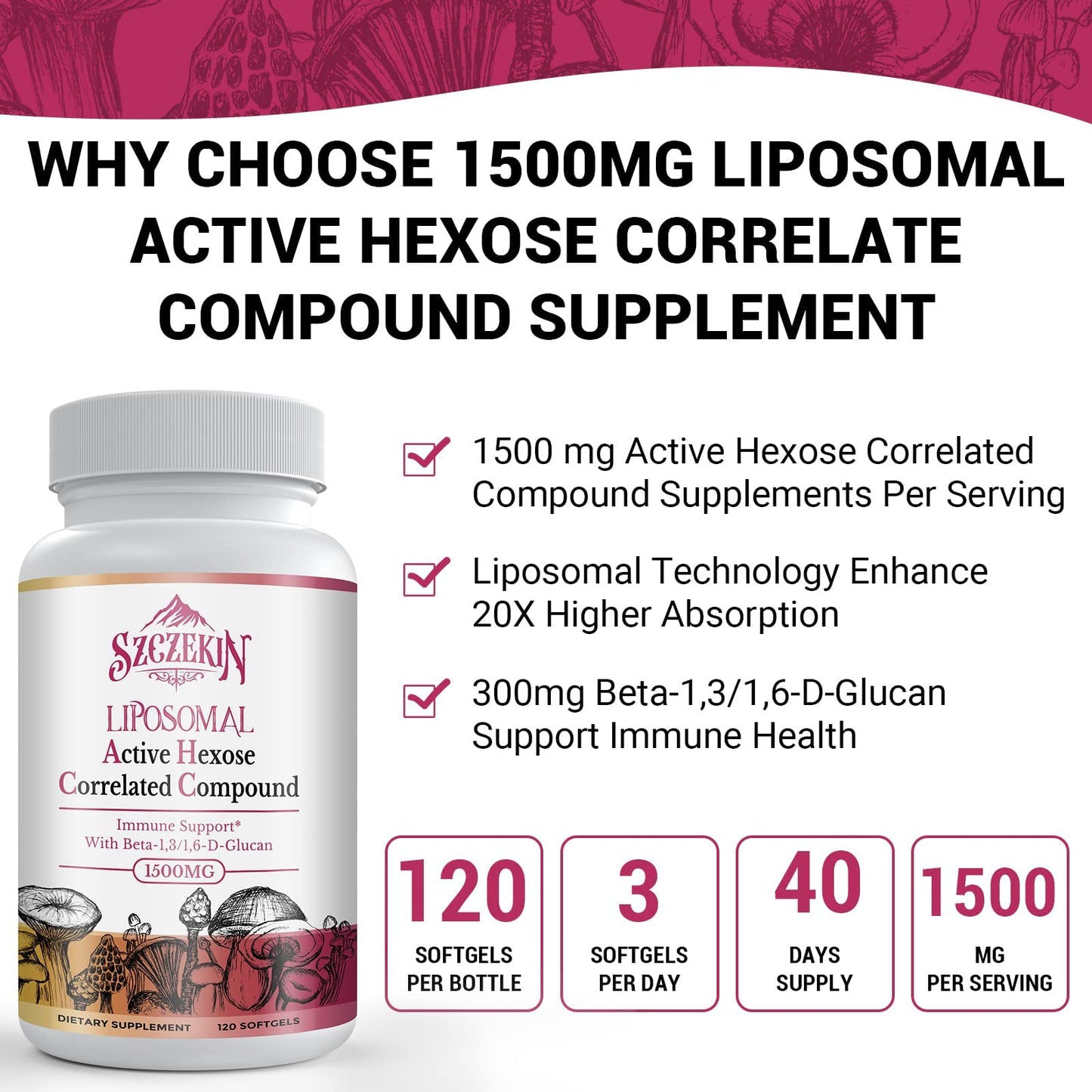 Liposomal active hexose correlated compound softgels for enhanced nutrient absorption and bioavailability