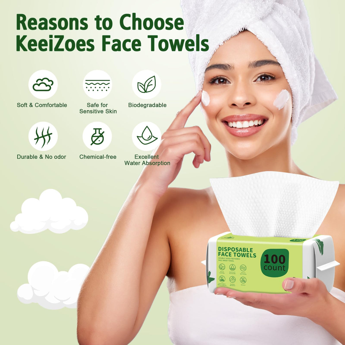 KeeiZoes facial cleansing tissues stack and product details