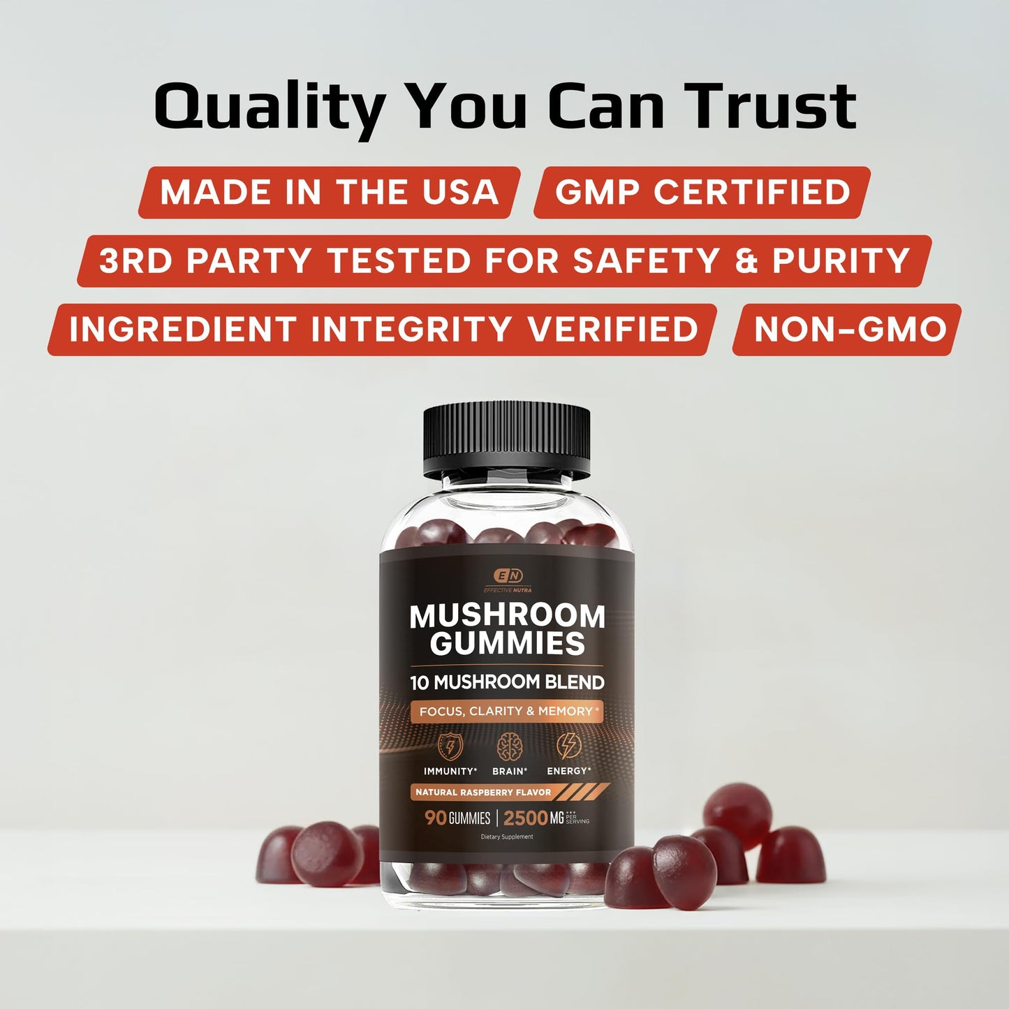 Natural wellness supplement for brain booster and immune defense properties.
