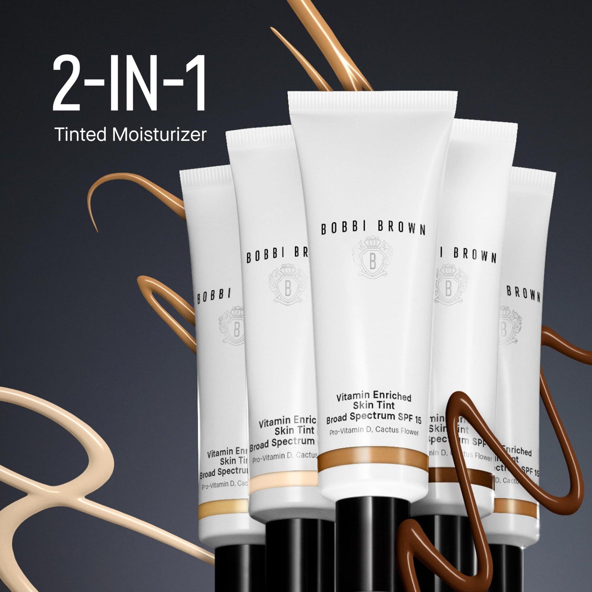 Vitamin-infused broad spectrum skin tint bottle with SPF 15 protection.
