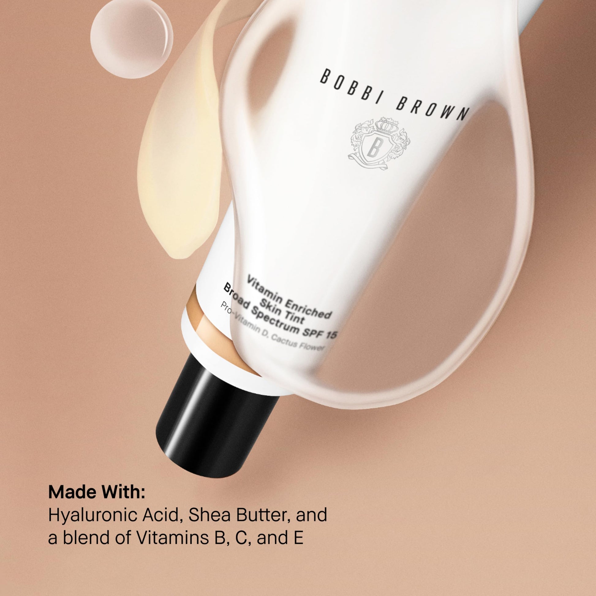 Bobbi Brown vitamin B C and E skincare makeup hybrid bottle.
