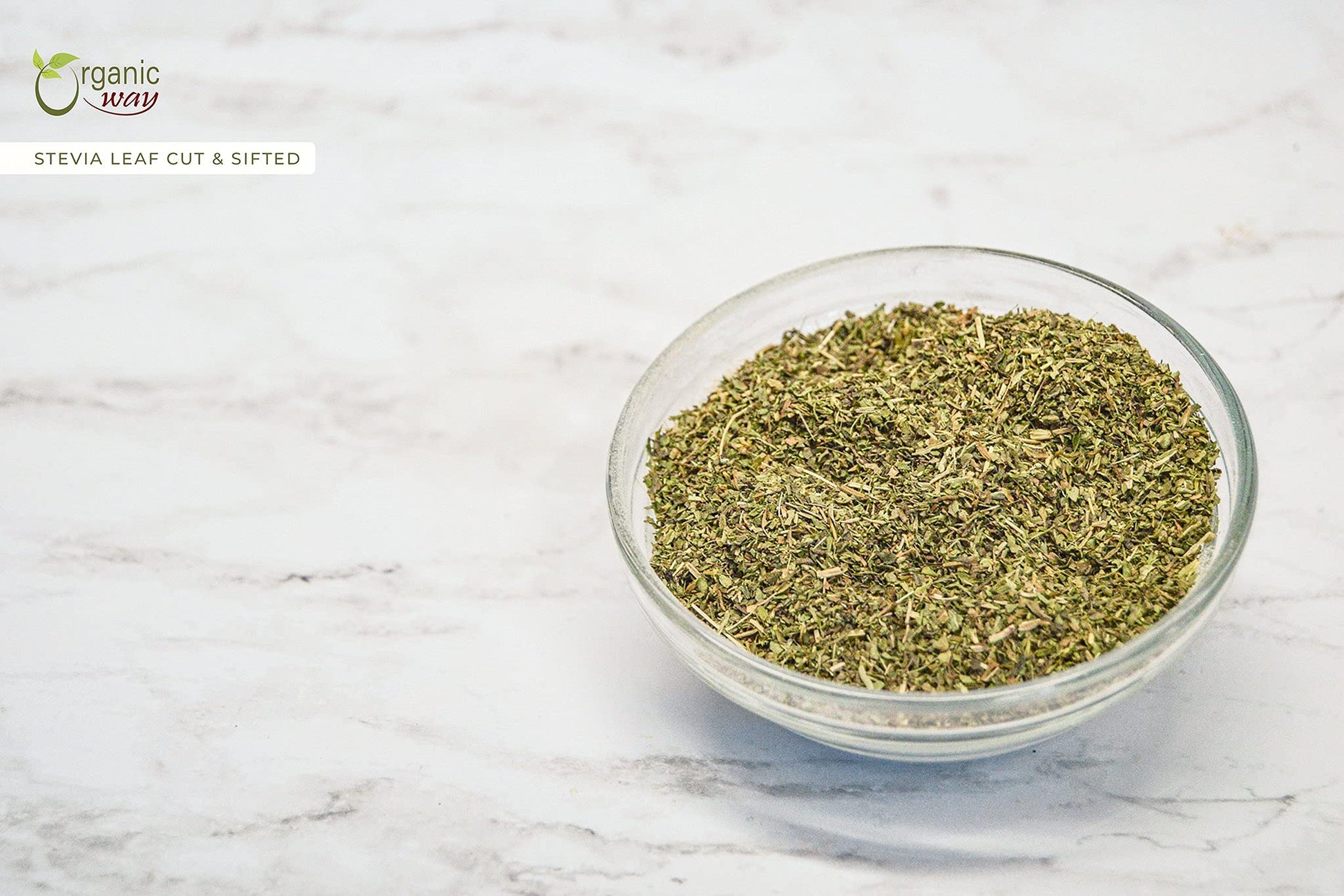 Organic Way Stevia Leaf Cut and Sifted product size perspective
