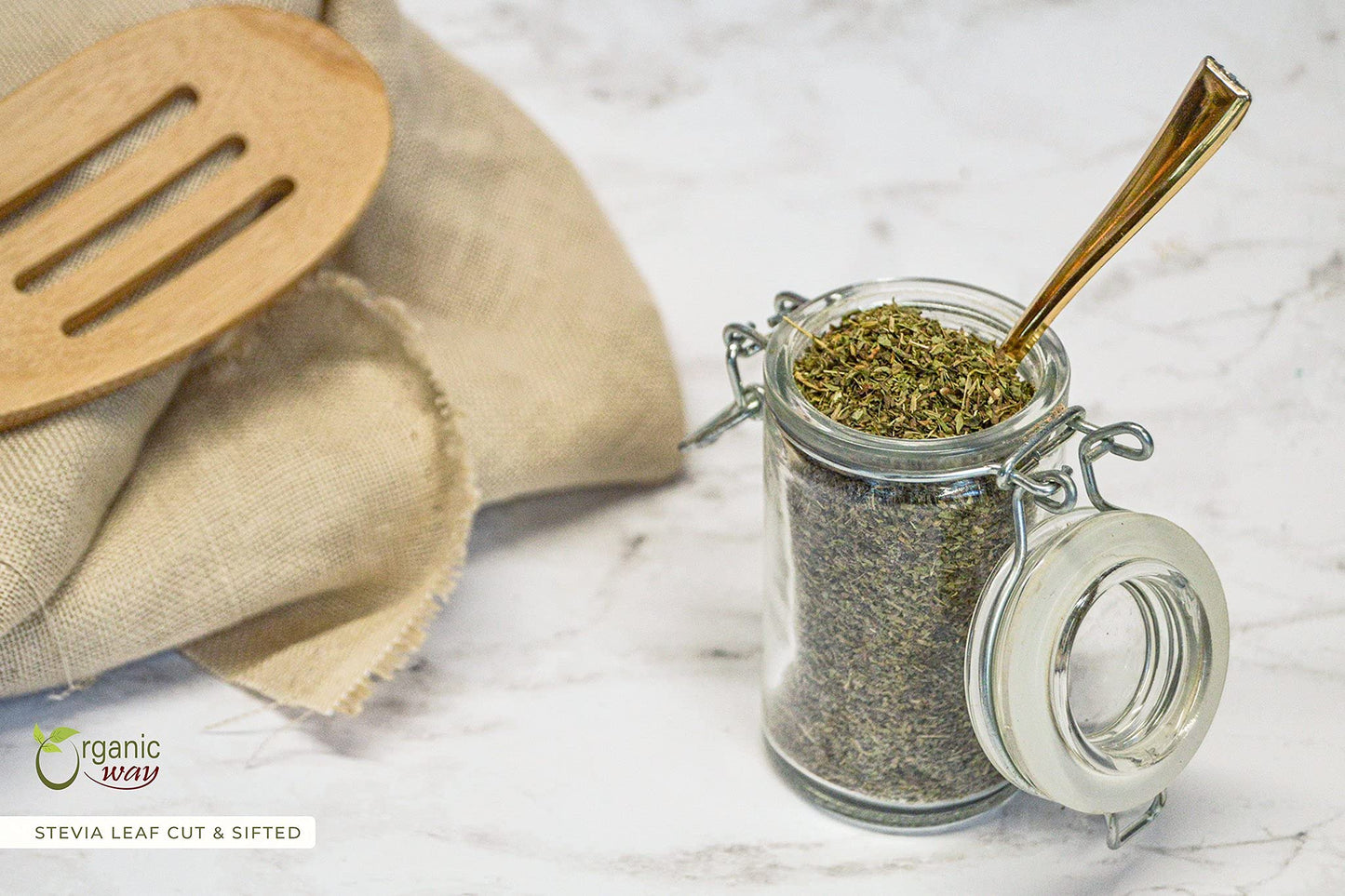 Organic Way Stevia Leaf ingredients panel and natural sweetener details