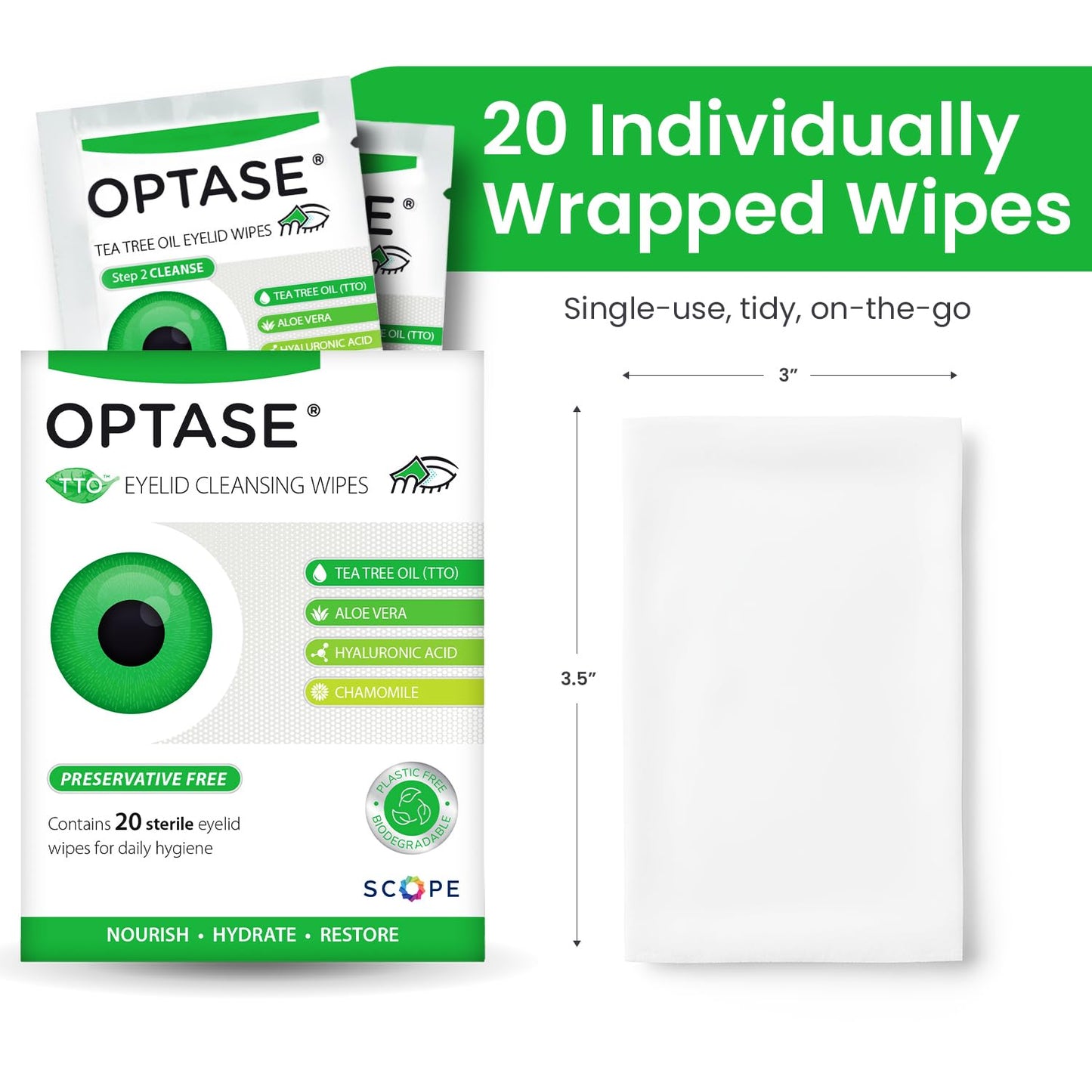 Optase eyelid cleansing wipes for dry eye relief