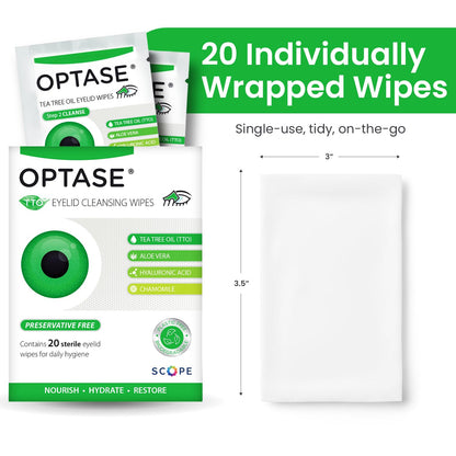 Optase eyelid cleansing wipes for dry eye relief
