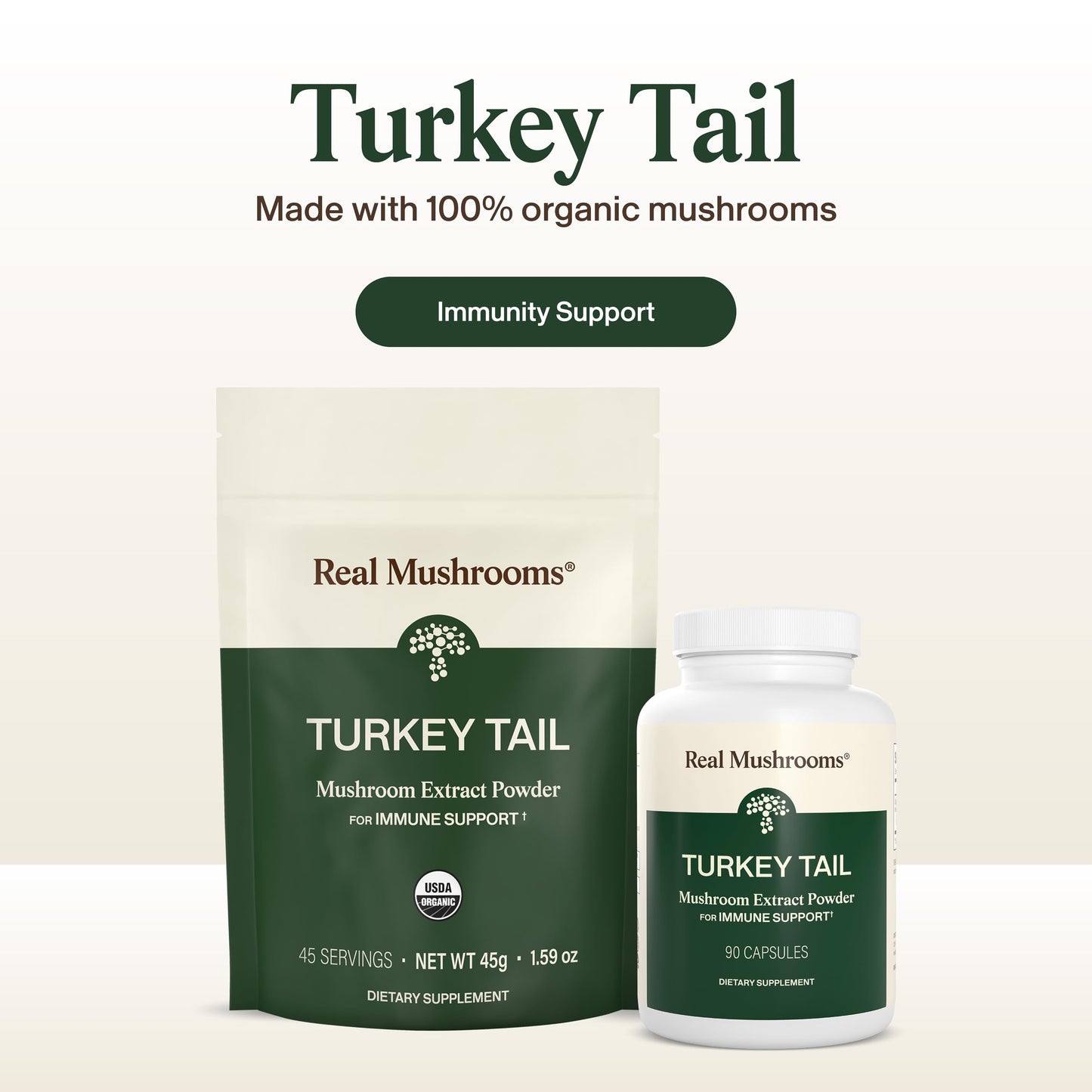 Organic Turkey Tail mushroom extract capsule supplement nutritional facts panel