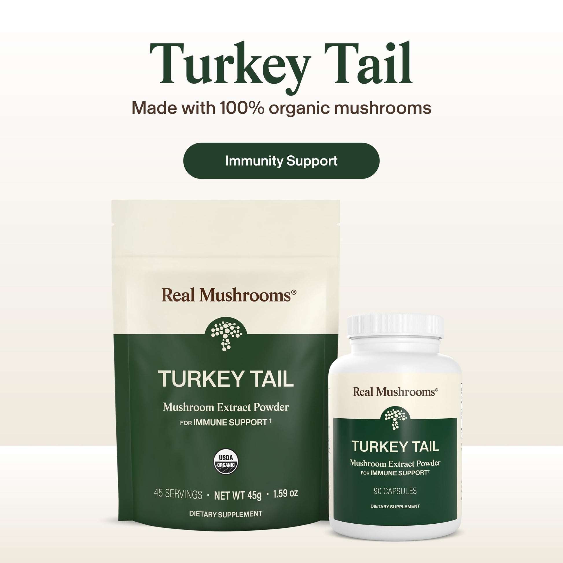 Organic Turkey Tail mushroom extract capsule supplement nutritional facts panel