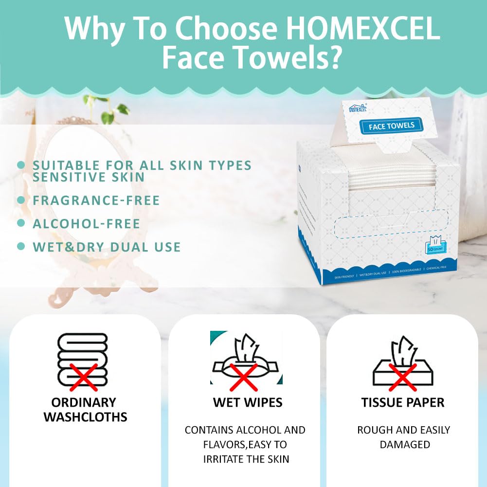 Homexcel eco friendly face towels for sensitive skin