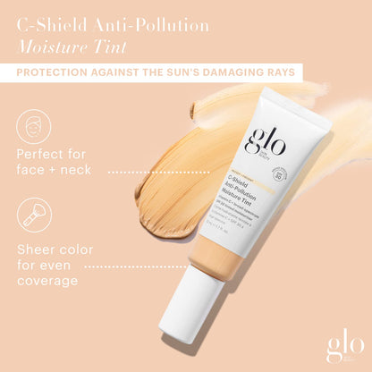 Glo Skin Beauty C-Shield skincare and mineral makeup hybrid tube angled perspective view.